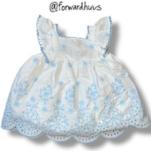 Rachel Zoe 100% Cotton Embroidered Floral Eyelet Dress Size 0-3 Months